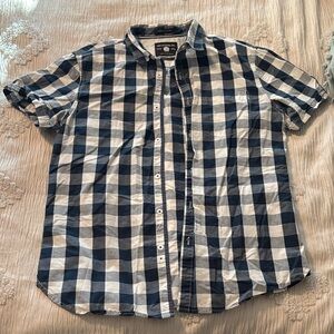 Classic Navy and White Plaid Men's Shirt